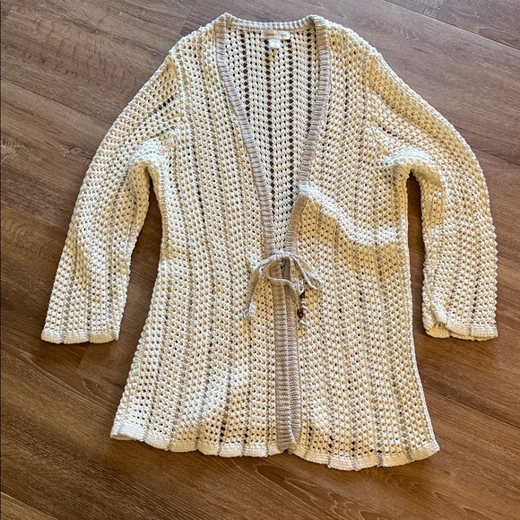 Coldwater Creek Sweaters - Coldwater Creek Crocheted Ivory  Open-Knit Sweater XL/16